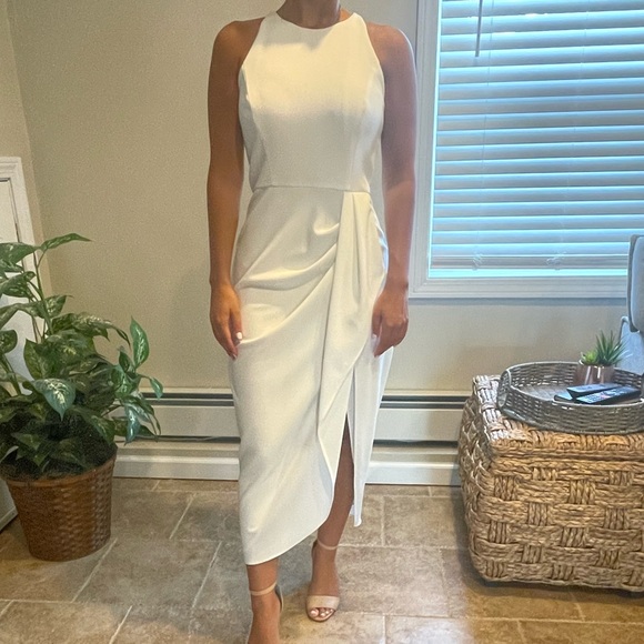 Betsy & Adam Midi Halter Scuba Crepe Sarong dress - Picture 3 of 4